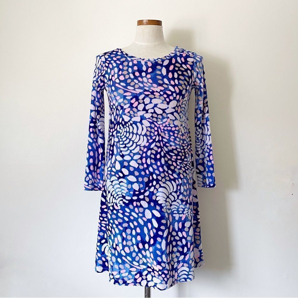 Lilly Pulitzer Blue Velvet Olive Swing dress preowned size XS